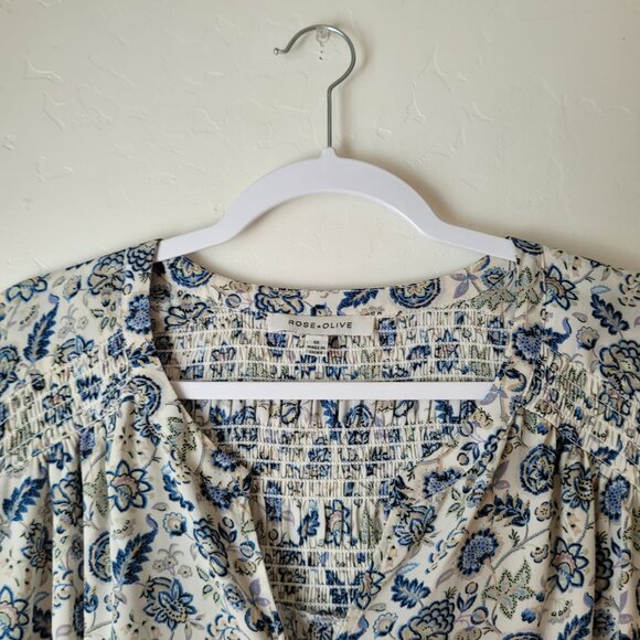 Rose & Olive Plus Size Button Front Floral Boho Blouse - Picture 2 of 7